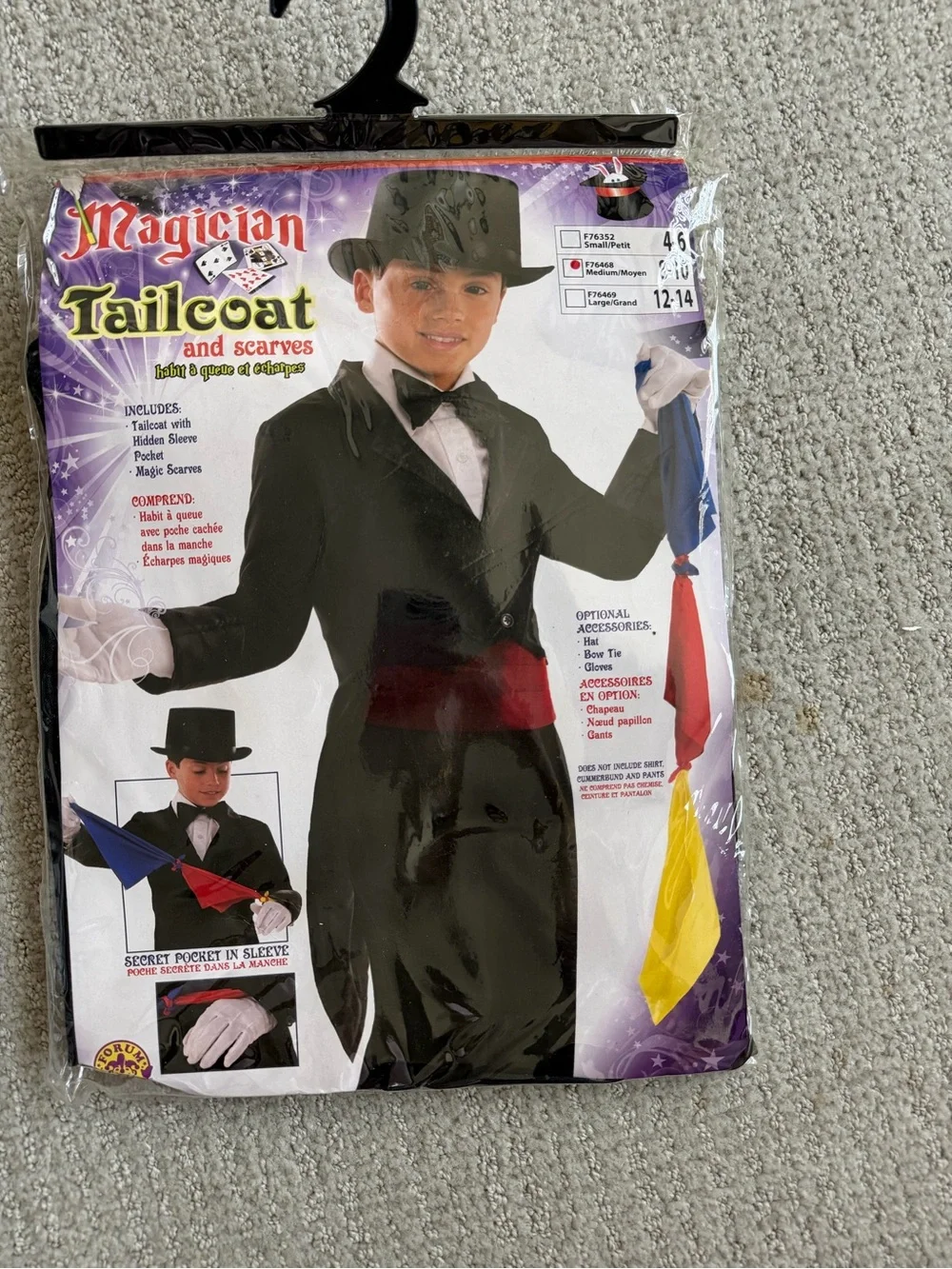 Magician Tailcoat Kids Costume - Black with Red Sash